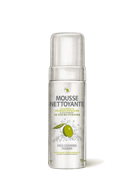 Mousse nettoyante aux extraits de feuilles d'olivier