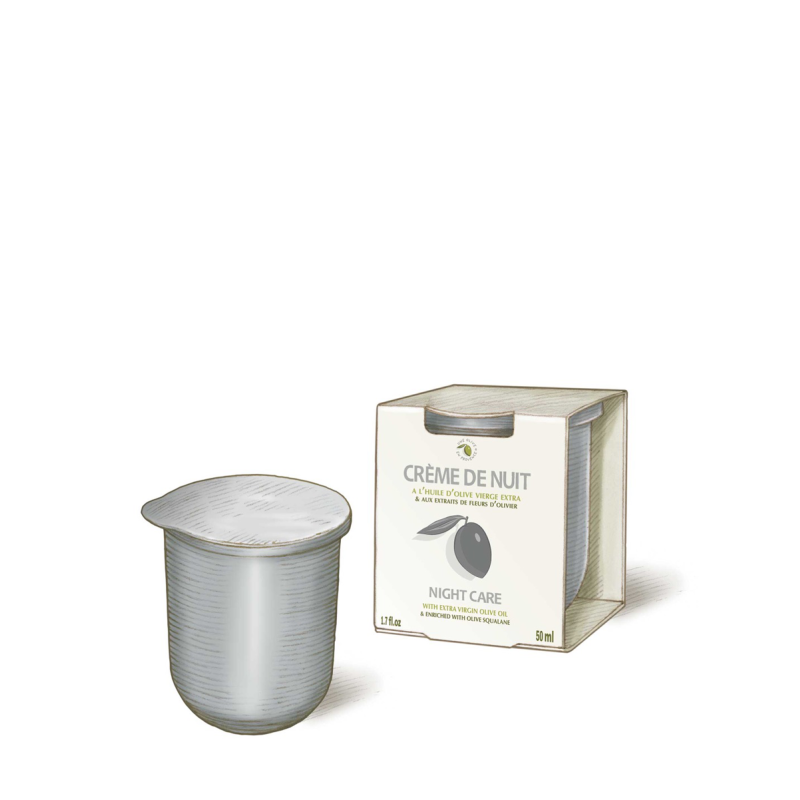 Crème nuit anti-rides à l'huile d'olive • rechargeable