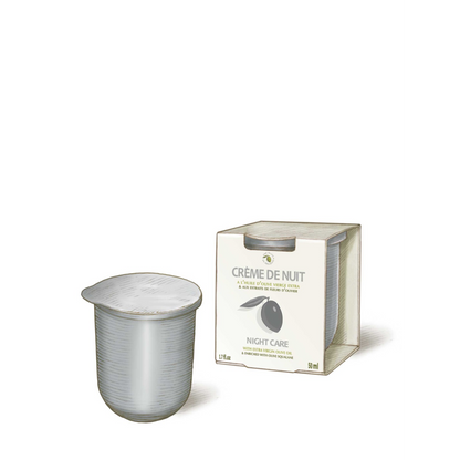 Crème nuit anti-rides à l'huile d'olive • rechargeable