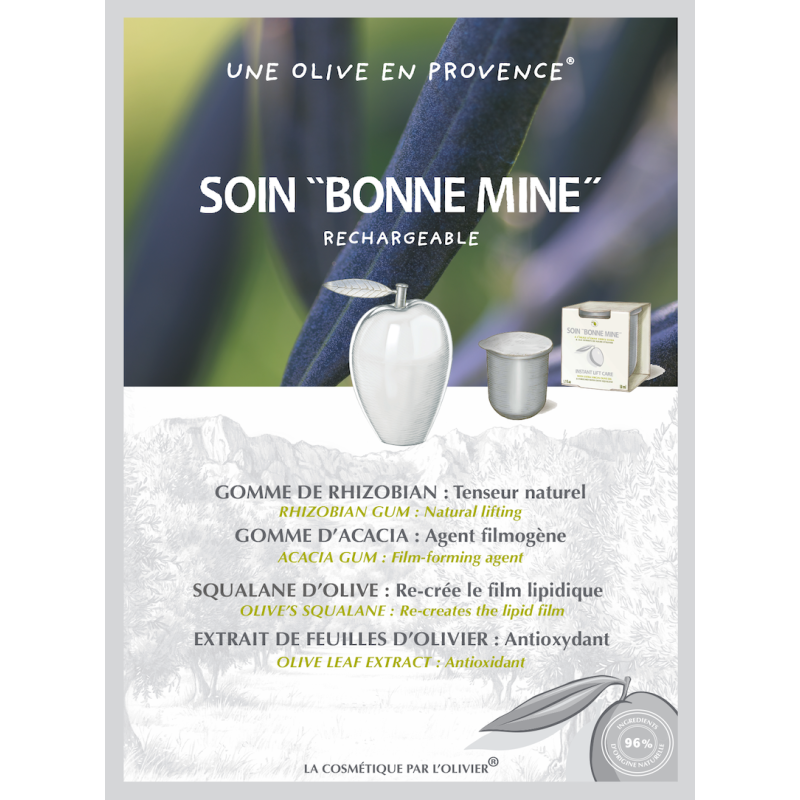 Soin "bonne mine"  à l'huile d'olive • rechargeable