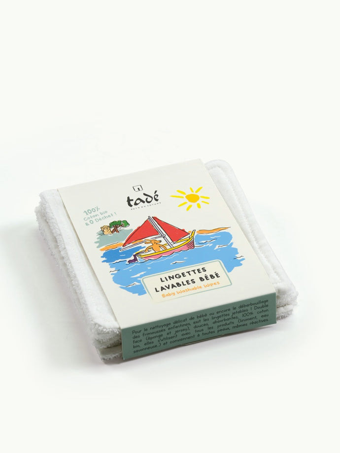Lingettes bébé lavables coton bio | PACK DE 6