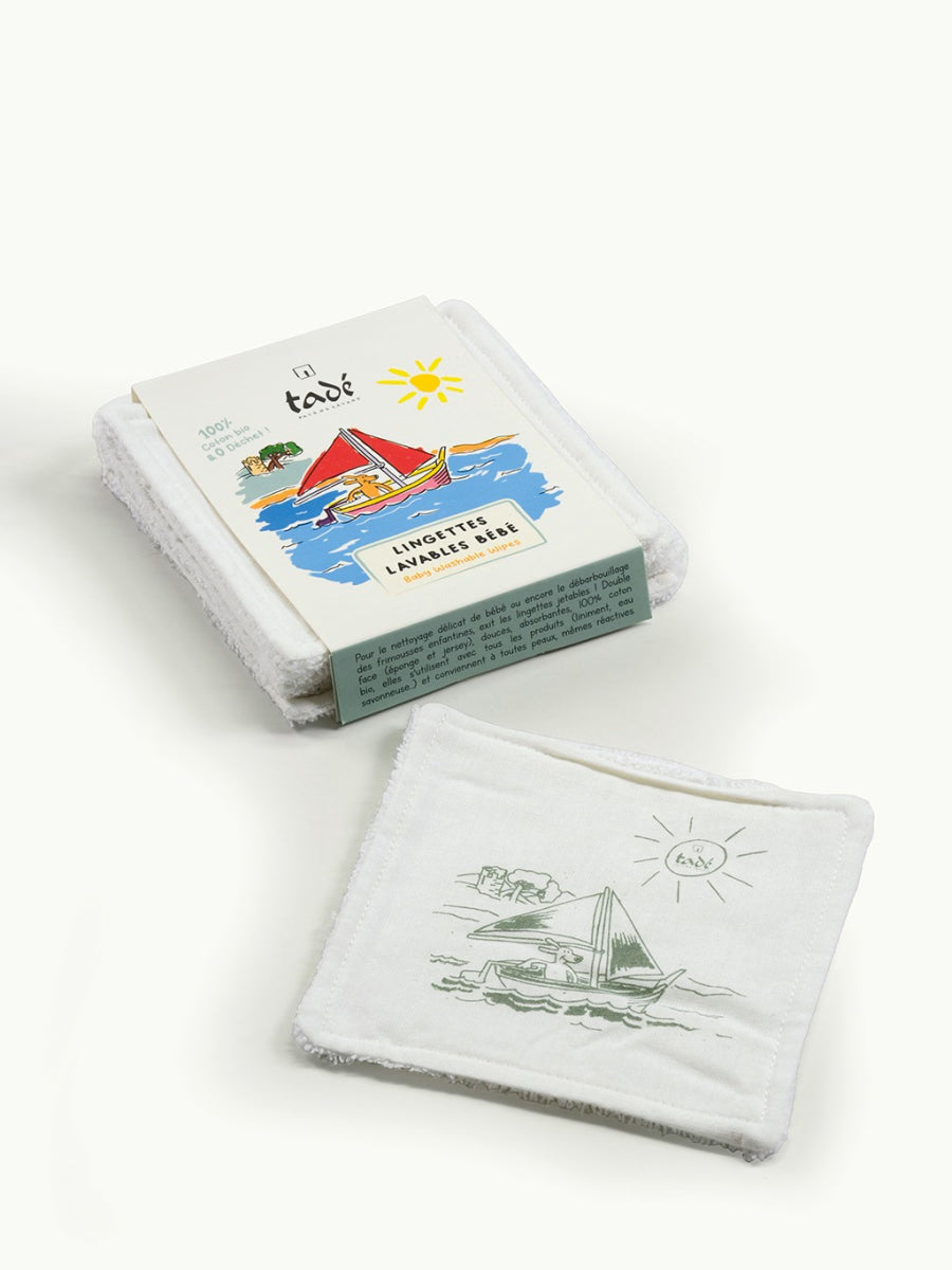 Lingettes bébé lavables coton bio | PACK DE 6